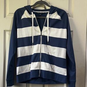 American Living Navy and White Striped hooded Jacket